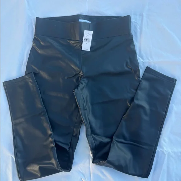 LOFT Black Faux Leather Leggings NWT - Picture 1 of 5